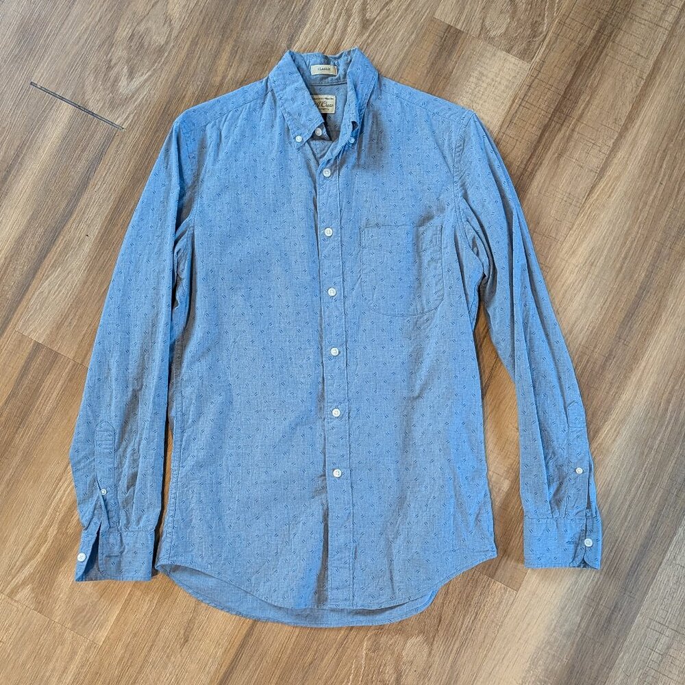 J. Crew Button-Down Patterned Chambray Shirt, Xs … - image 1